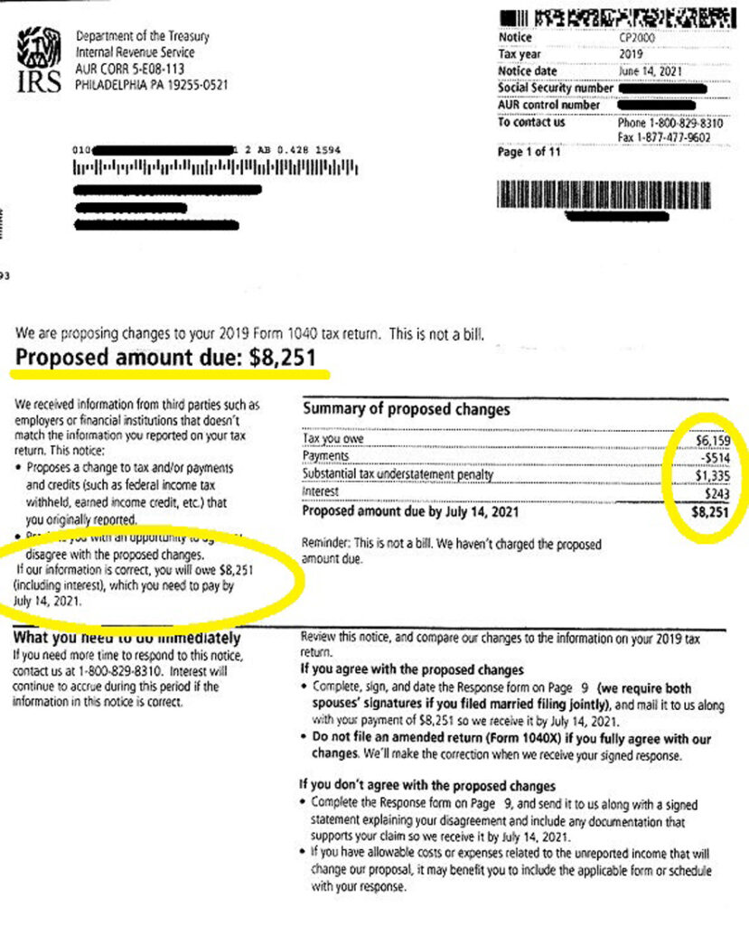 Whats is the CP2000 IRS Notice Topic no. 652 Understand underreported income​